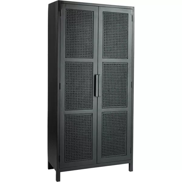 imageCreative CoOp Mango Wood and Cane 4Door Sideboard Cabinet BlackBlack