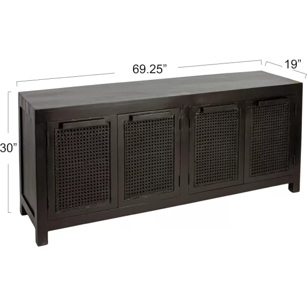 imageCreative CoOp Mango Wood and Cane 4Door Sideboard Cabinet BlackBlack