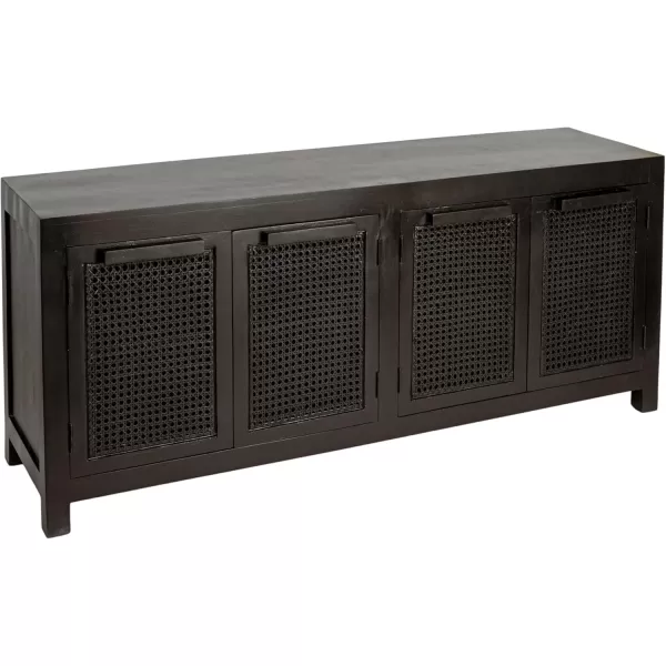 imageCreative CoOp Mango Wood and Cane 4Door Sideboard Cabinet BlackBlack