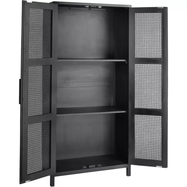 imageCreative CoOp Mango Wood and Cane 4Door Sideboard Cabinet BlackBlack