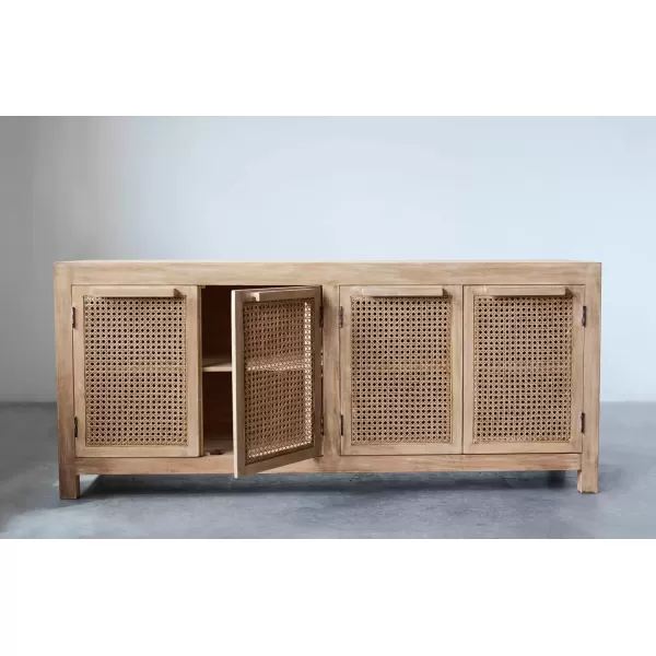 imageCreative CoOp Mango Wood and Cane 4Door Sideboard Cabinet BlackNatural