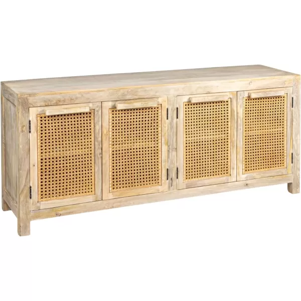 imageCreative CoOp Mango Wood and Cane 4Door Sideboard Cabinet BlackNatural