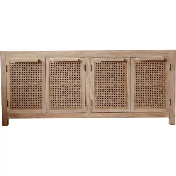 imageCreative CoOp Mango Wood and Cane 4Door Sideboard Cabinet BlackNatural