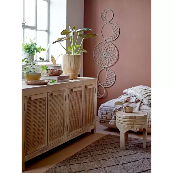 imageCreative CoOp Mango Wood and Cane 4Door Sideboard Cabinet BlackNatural