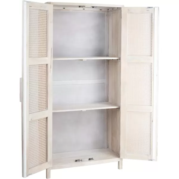 imageCreative CoOp Mango Wood and Cane 4Door Sideboard Cabinet BlackNatural