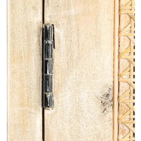 imageCreative CoOp Mango Wood and Cane 4Door Sideboard Cabinet BlackNatural