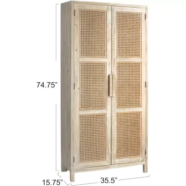 imageCreative CoOp Mango Wood and Cane 4Door Sideboard Cabinet BlackNatural