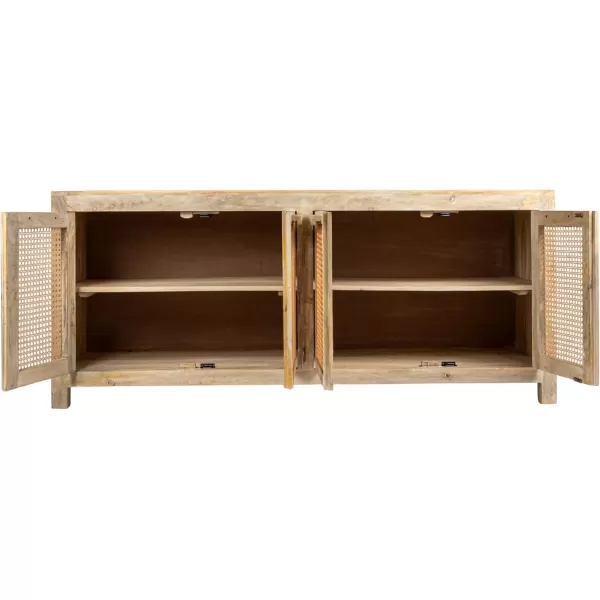 imageCreative CoOp Mango Wood and Cane 4Door Sideboard Cabinet BlackNatural