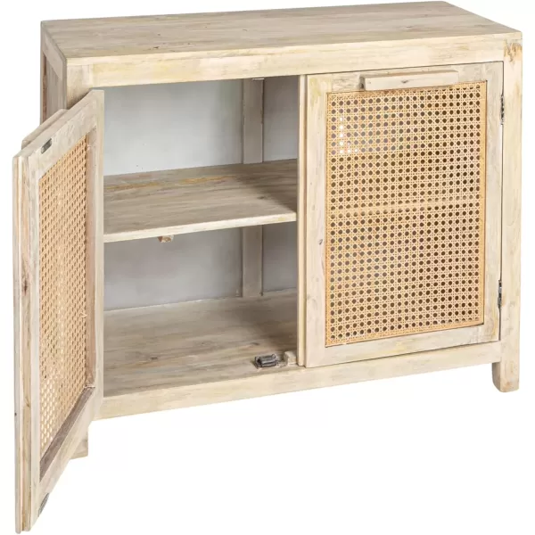 imageCreative CoOp Mango Wood and Cane 4Door Sideboard Cabinet BlackNatural