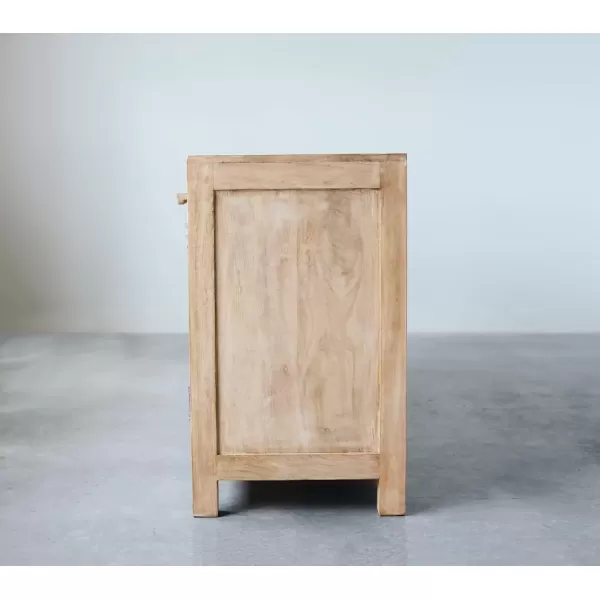 imageCreative CoOp Mango Wood and Cane 4Door Sideboard Cabinet BlackNatural