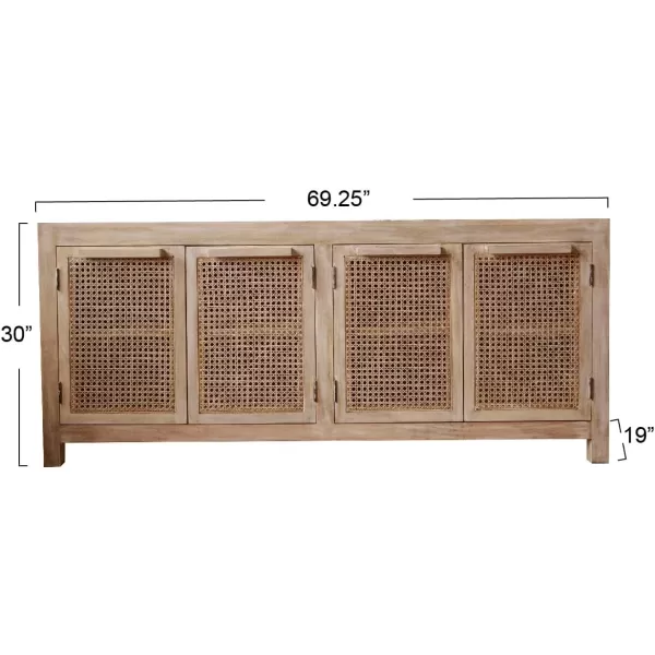 imageCreative CoOp Mango Wood and Cane 4Door Sideboard Cabinet BlackNatural