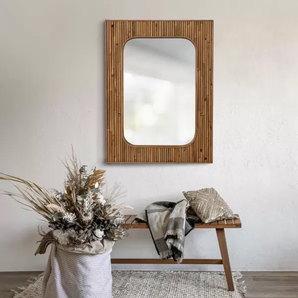 imageCreative CoOp Rattan Curved Glass Wall Mirror Natural