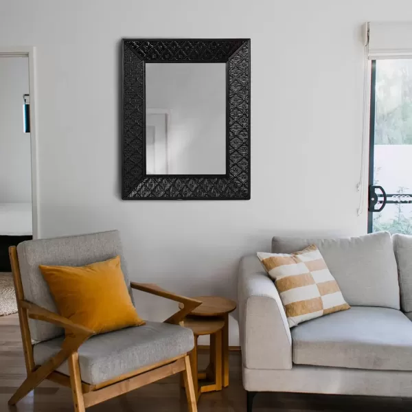 imageCreative CoOp Rattan Rectangle Wall Mirror BlackBlack