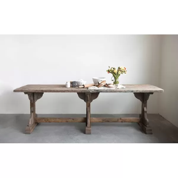 imageCreative CoOp Reclaimed Pine Wood Rectangular Dining Table BlackNatural