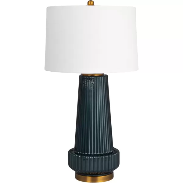 imageCreative CoOp Ribbed Glass Table Lamp with Tapered Drum Shade Deep Blue