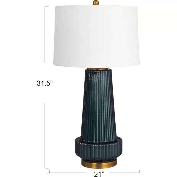 imageCreative CoOp Ribbed Glass Table Lamp with Tapered Drum Shade Deep Blue
