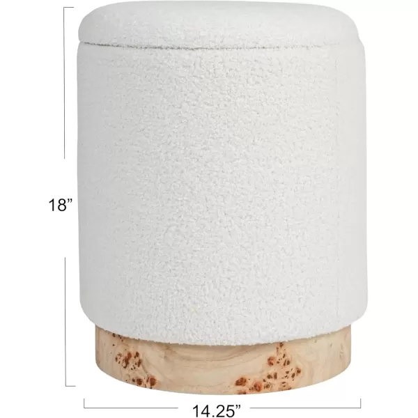 imageCreative CoOp Round Boucle Upholstered Storage Stool with Removeable Lid Cream