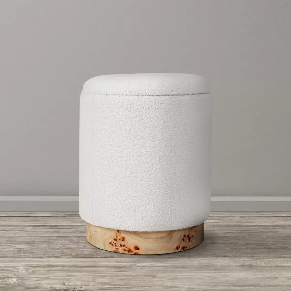 imageCreative CoOp Round Boucle Upholstered Storage Stool with Removeable Lid Cream