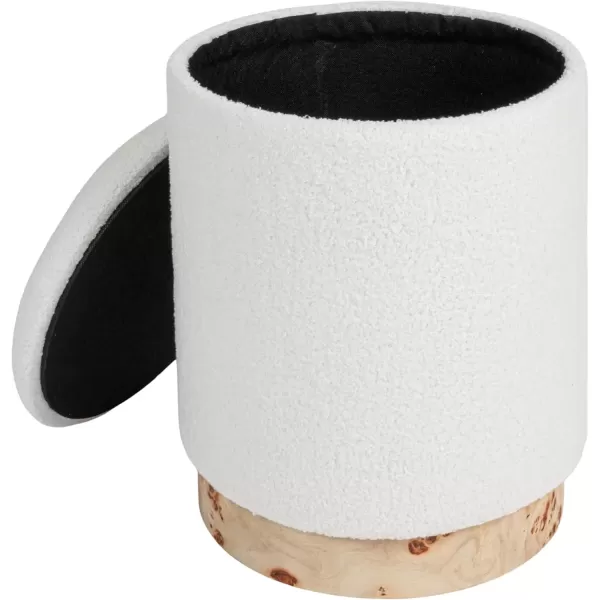 imageCreative CoOp Round Boucle Upholstered Storage Stool with Removeable Lid Cream