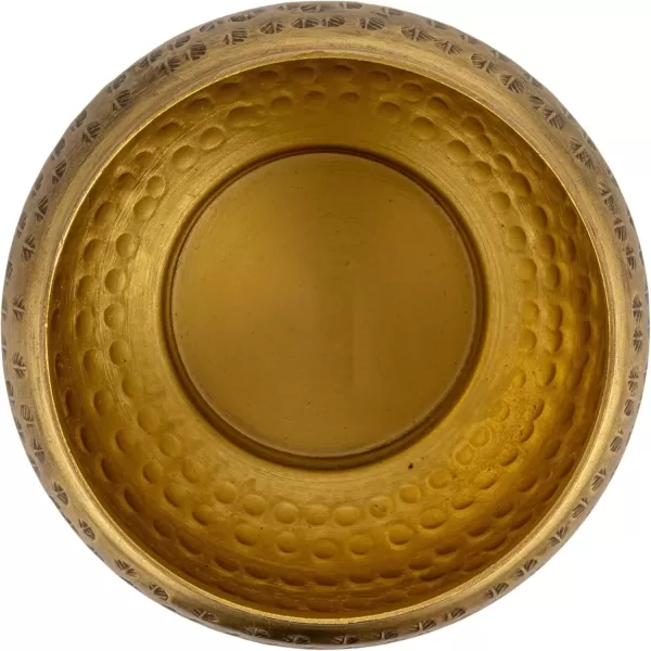 imageCreative CoOp Round Hammered Metal Container with Bee Finial Brass Finish