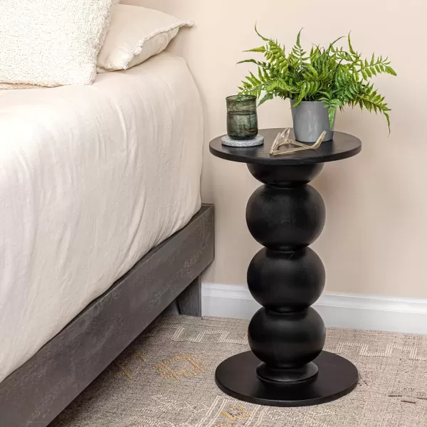 imageCreative CoOp Round Mango Wood OverSized Bubble End Table BlackBlack