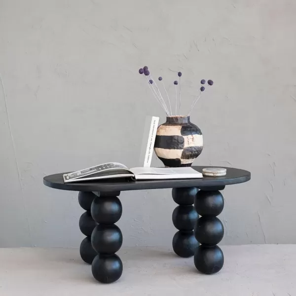 imageCreative CoOp Round Mango Wood OverSized Bubble End Table BlackBlack