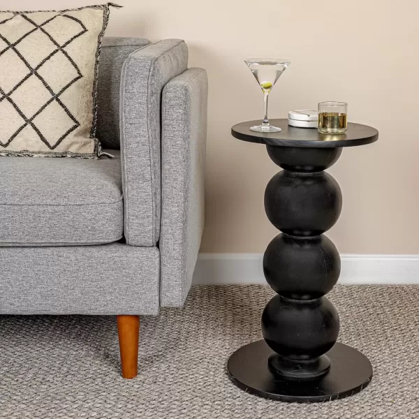 imageCreative CoOp Round Mango Wood OverSized Bubble End Table BlackBlack