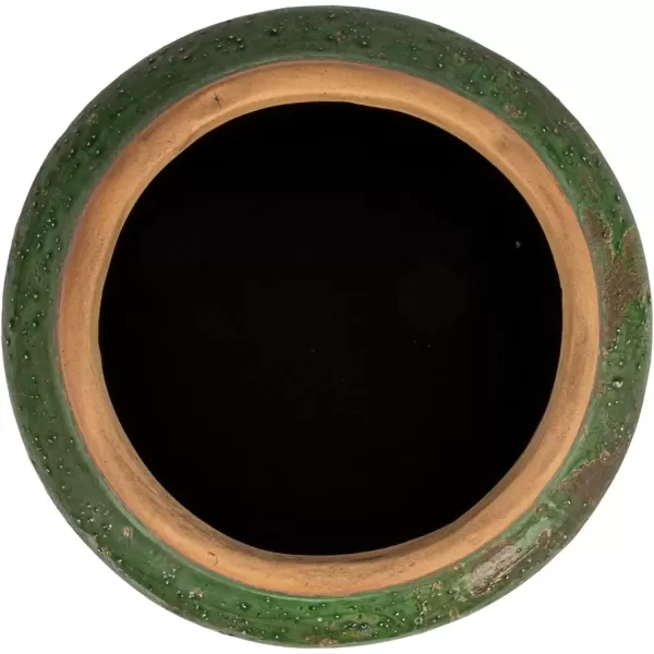imageCreative CoOp Round TerraCotta Hobnail Planter Vase with Heavily Distressed Finish GreenGreen