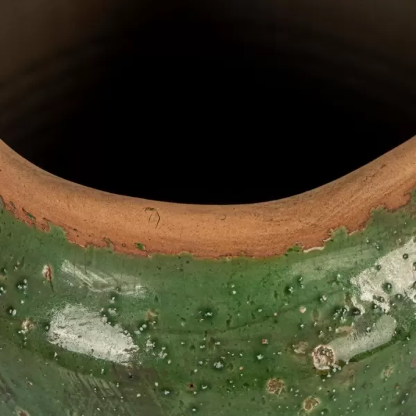 imageCreative CoOp Round TerraCotta Hobnail Planter Vase with Heavily Distressed Finish GreenGreen