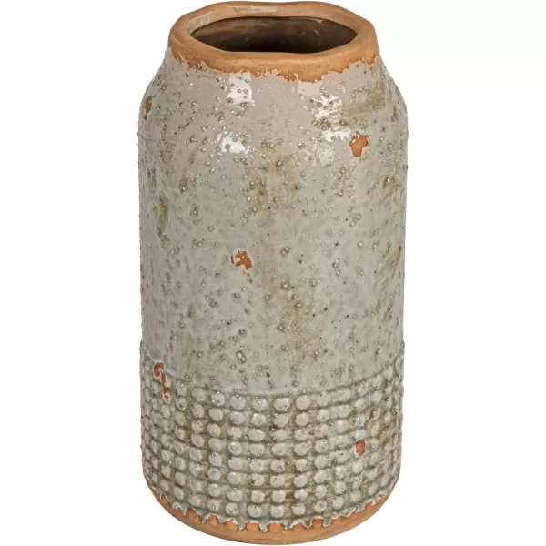 imageCreative CoOp Round TerraCotta Hobnail Planter Vase with Heavily Distressed Finish GreenGreyBlue