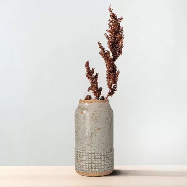 imageCreative CoOp Round TerraCotta Hobnail Planter Vase with Heavily Distressed Finish GreenGreyBlue