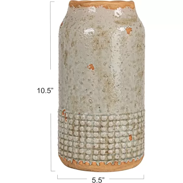 imageCreative CoOp Round TerraCotta Hobnail Planter Vase with Heavily Distressed Finish GreenGreyBlue
