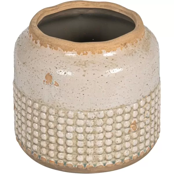 imageCreative CoOp Round TerraCotta Hobnail Planter Vase with Heavily Distressed Finish GreenGreyBlue