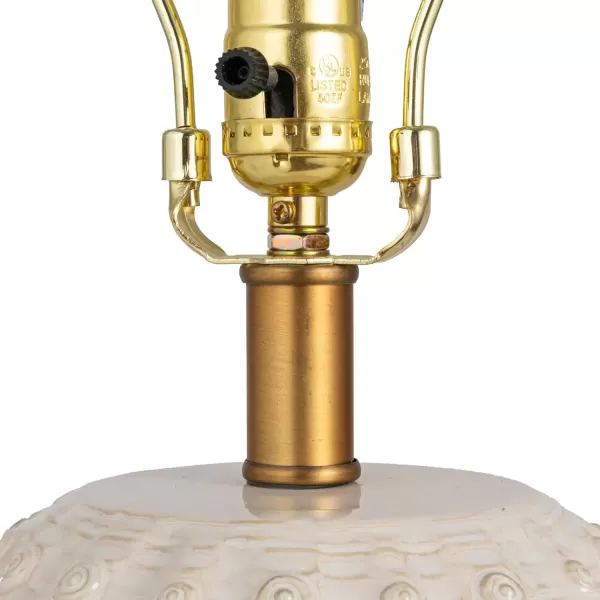 imageCreative CoOp Stoneware Globe Table Lamp with Cream Crackle Glaze and Natural Linen Shade
