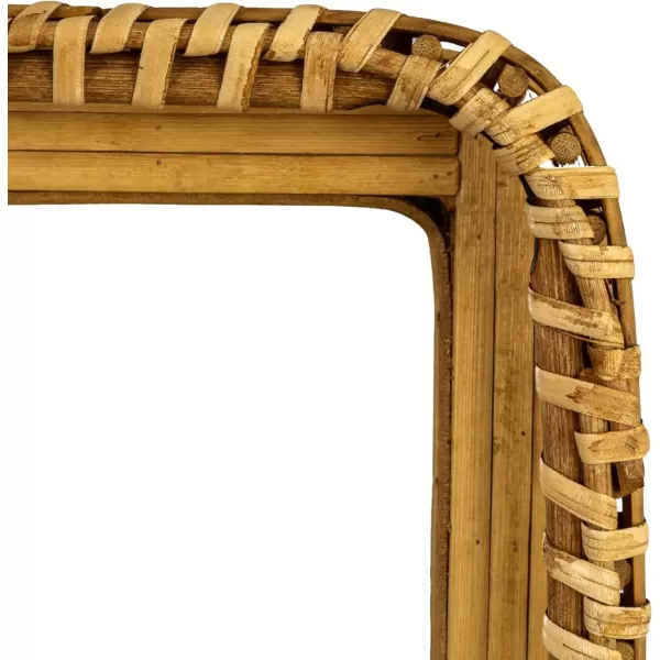 imageCreative CoOp Tall Wood and Rattan Mirror with Shelf Natural