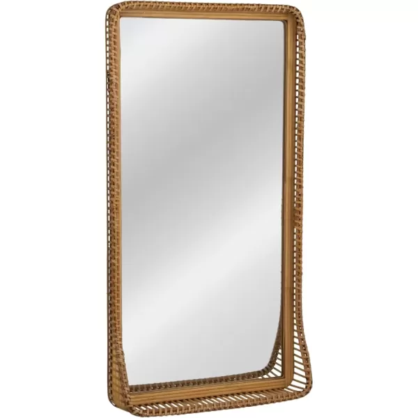 imageCreative CoOp Tall Wood and Rattan Mirror with Shelf Natural