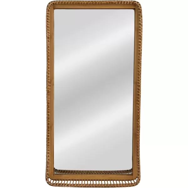 imageCreative CoOp Tall Wood and Rattan Mirror with Shelf Natural