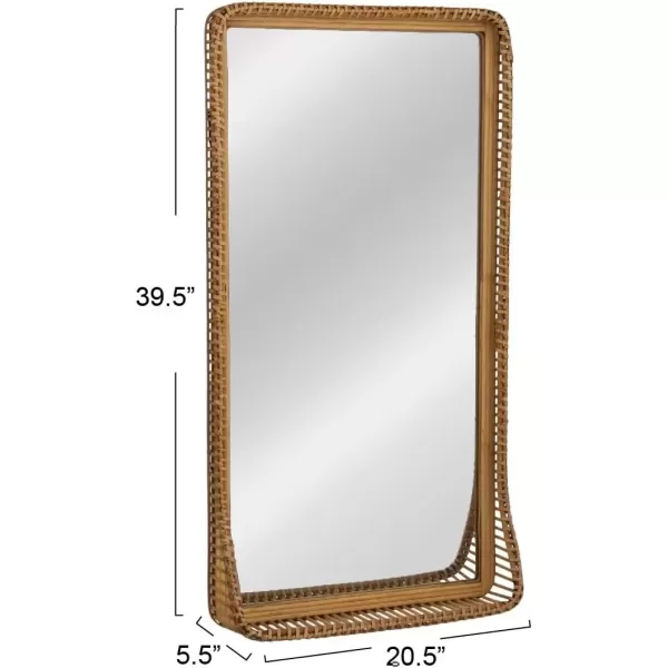 imageCreative CoOp Tall Wood and Rattan Mirror with Shelf Natural