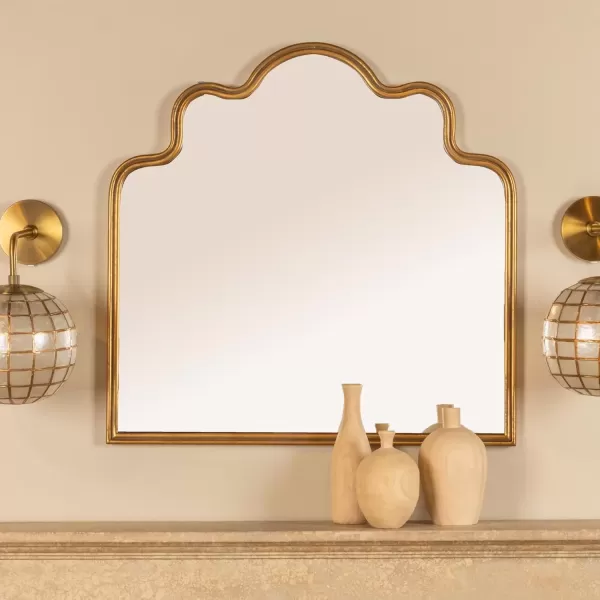 imageCreative CoOp Wavy Scalloped Arched Metal Framed Wall Mirror Gold