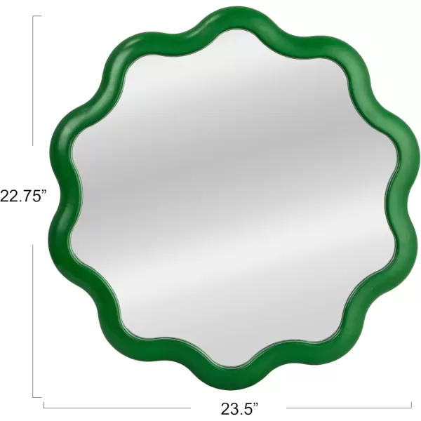 imageCreative CoOp WavyScalloped Wood Wavy Wall Mirror Green