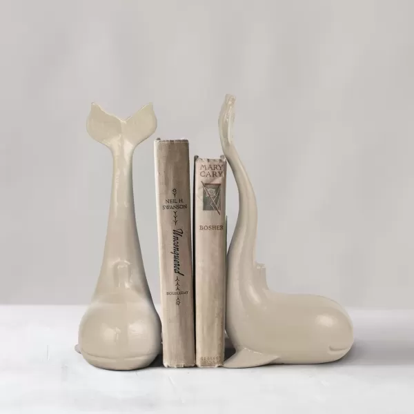 imageCreative CoOp WhaleShaped Cast Iron Bookends in Grey Finish