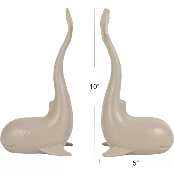 imageCreative CoOp WhaleShaped Cast Iron Bookends in Grey Finish