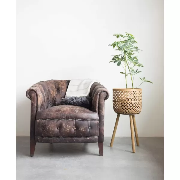 imageCreative CoOp Woven Bamboo Baskets with Wooden Legs Black Set of 3Natural