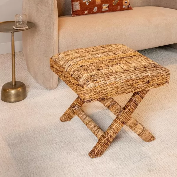 imageCreative CoOp Woven Banana Leaf Stool Natural FinishBanana Leaf