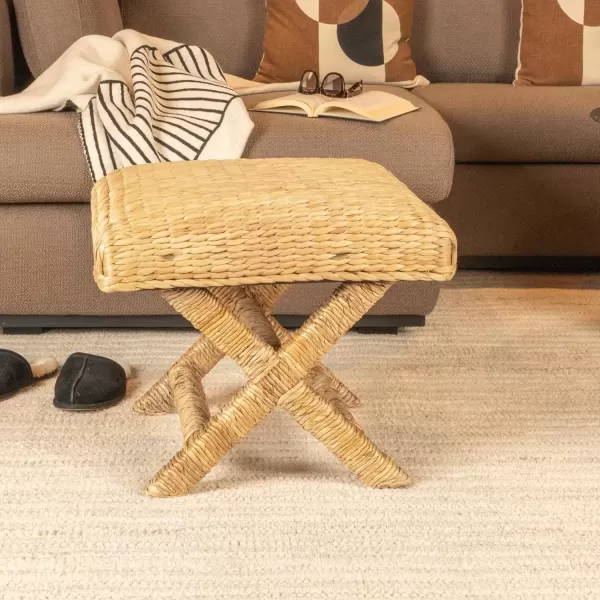 imageCreative CoOp Woven Banana Leaf Stool Natural FinishWater Hyacinth