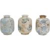 imageCreative CoOp Blue ampamp White Decorative Terracotta Vases with Heavy Distressing Set of 3 Designs