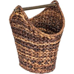 imageCreative CoOp Boho Oval Braided Bankuan Bathroom TissueToilet Paper Basket with Wood Handle Brown