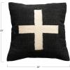 imageCreative CoOp Wool Blend Pillow with Swiss Cross Black and CreamBlack and Cream