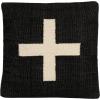 imageCreative CoOp Wool Blend Pillow with Swiss Cross Black and CreamBlack and Cream