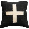 imageCreative CoOp Wool Blend Pillow with Swiss Cross Black and CreamBlack and Cream